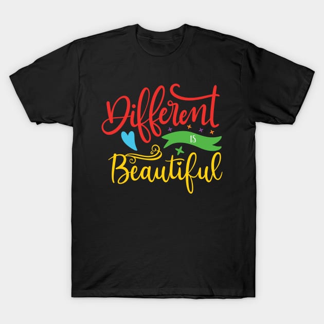 Different is Beautiful, Autism Awareness T-Shirt by SweetMay